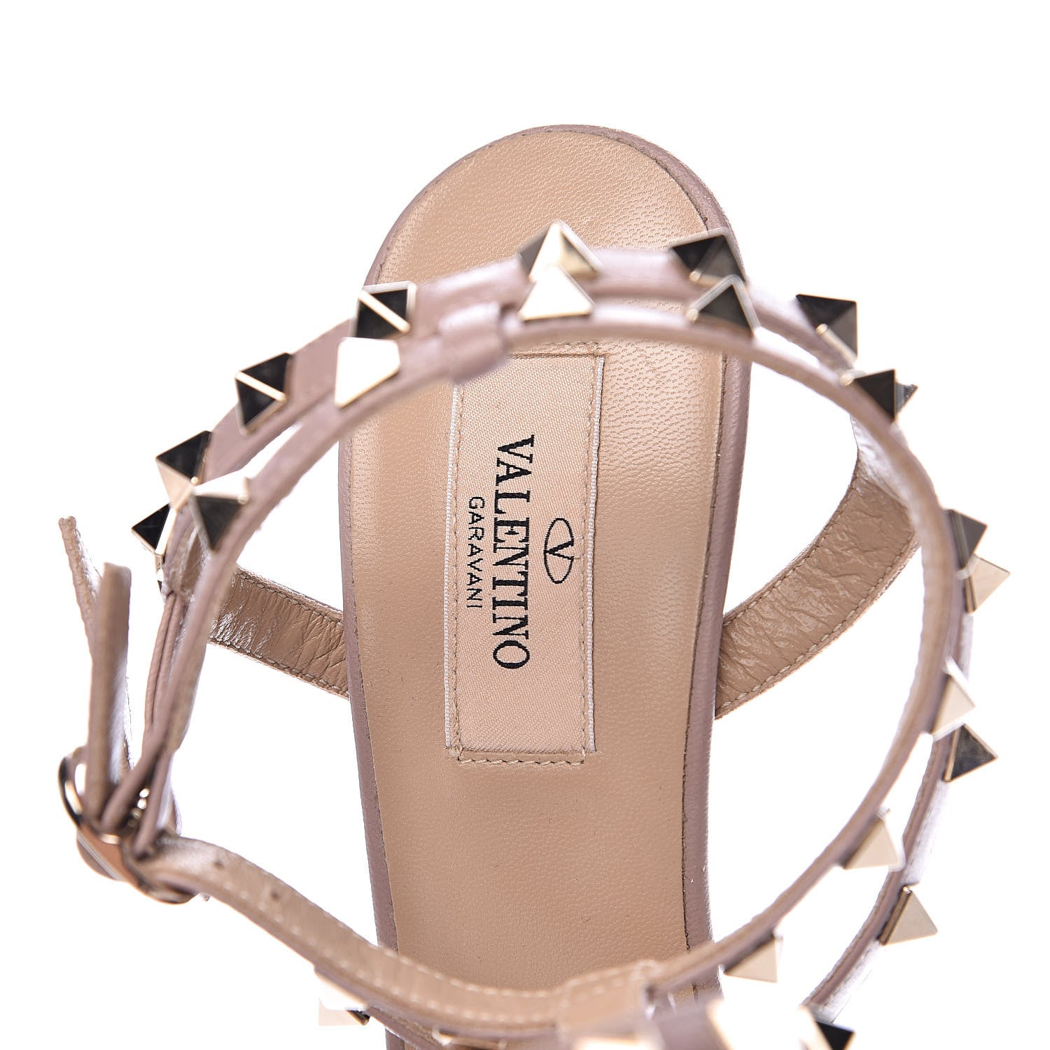 Valentino Garavani Patent Rockstud Ankle Strap Low Heel Pumps 38.5 Poudre 7 of 7