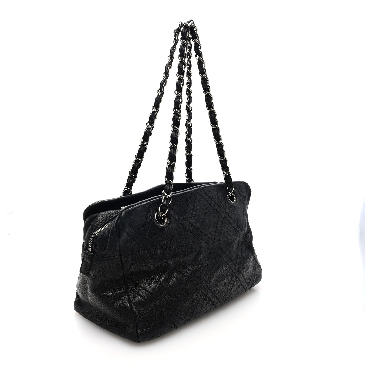 Chanel Calfskin Small Diamond Stitch Tote Black 3 of 10