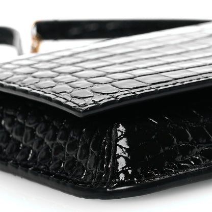 Saint Laurent Crocodile Embossed Monogram Phone Holder Crossbody Black 8 of 9