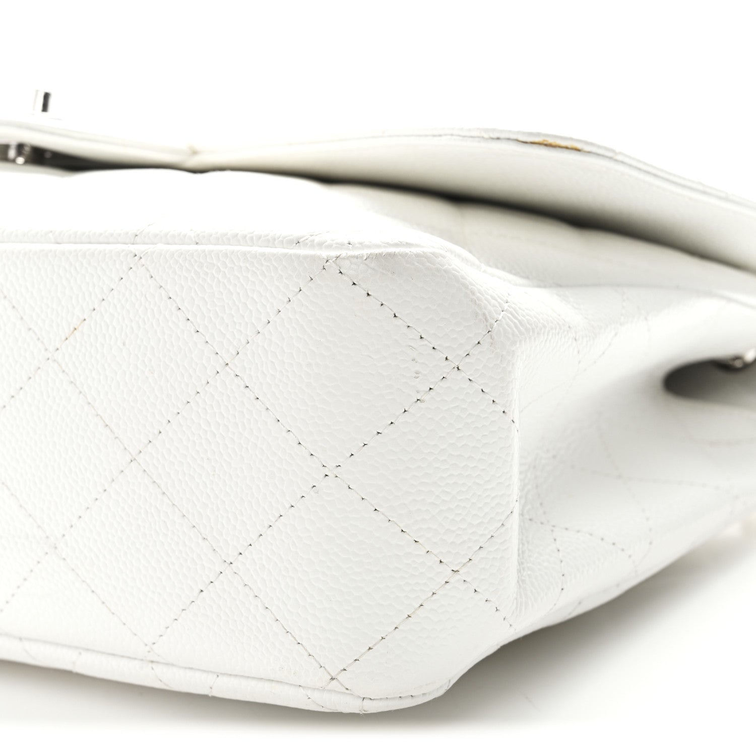 Chanel Caviar Quilted Jumbo Single Flap White 10 of 15