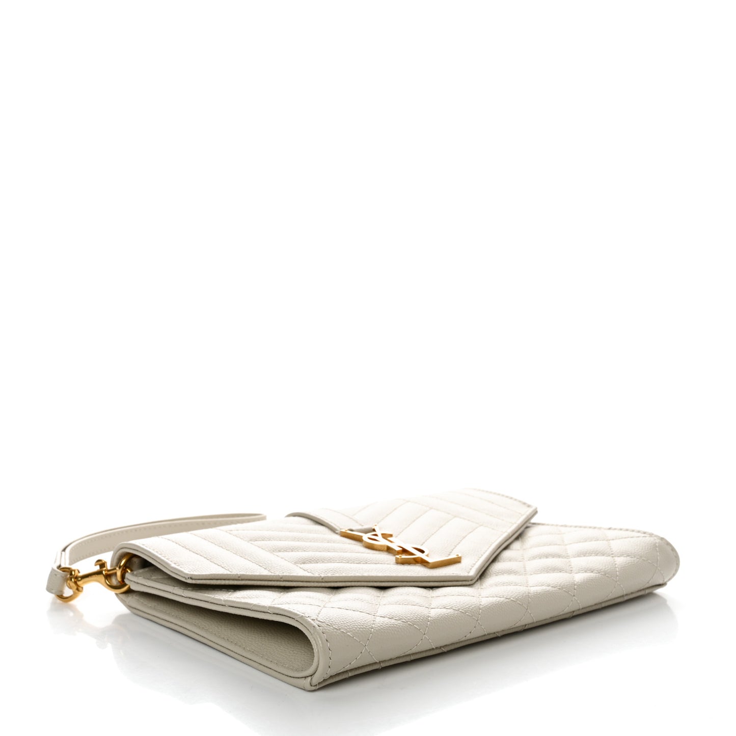 Grain De Poudre Textured Mixed Matelasse Triquilt Monogram Clutch Blanc Vintage