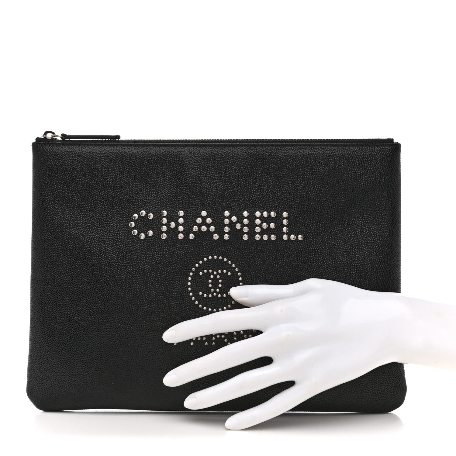 Chanel Caviar Studded Medium Deauville Pouch Black 2 of 8