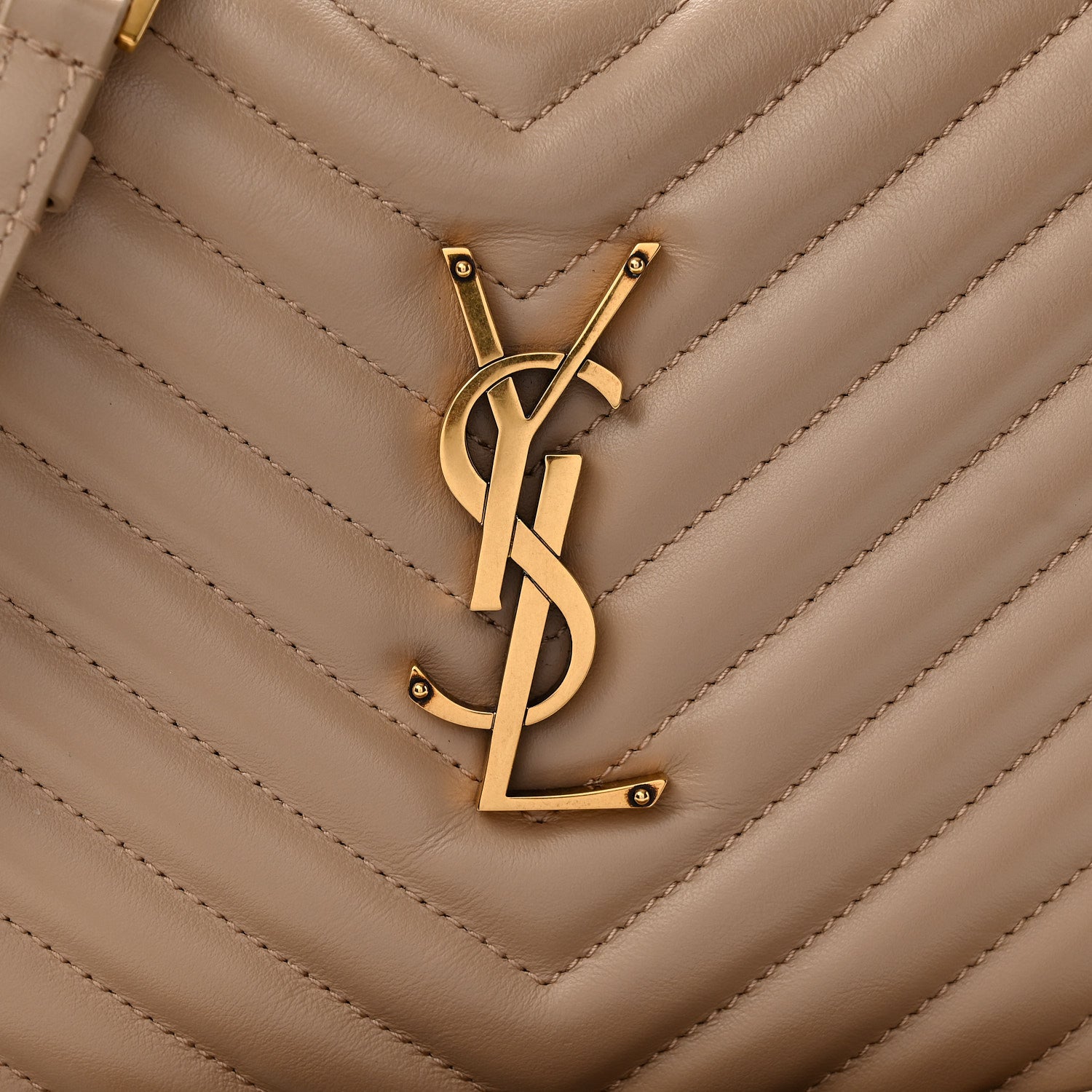 Saint Laurent Calfskin Matelasse Monogram Lou Camera Bag Dark Beige 8 of 10