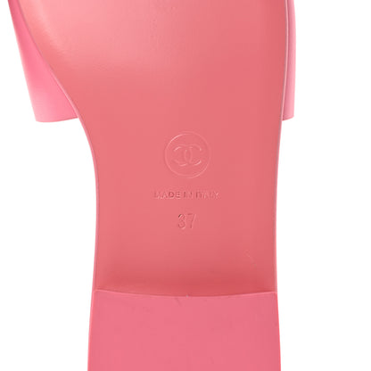Chanel Calfskin Patent Calfskin Logo Mules 37 Pink Black 8 of 8
