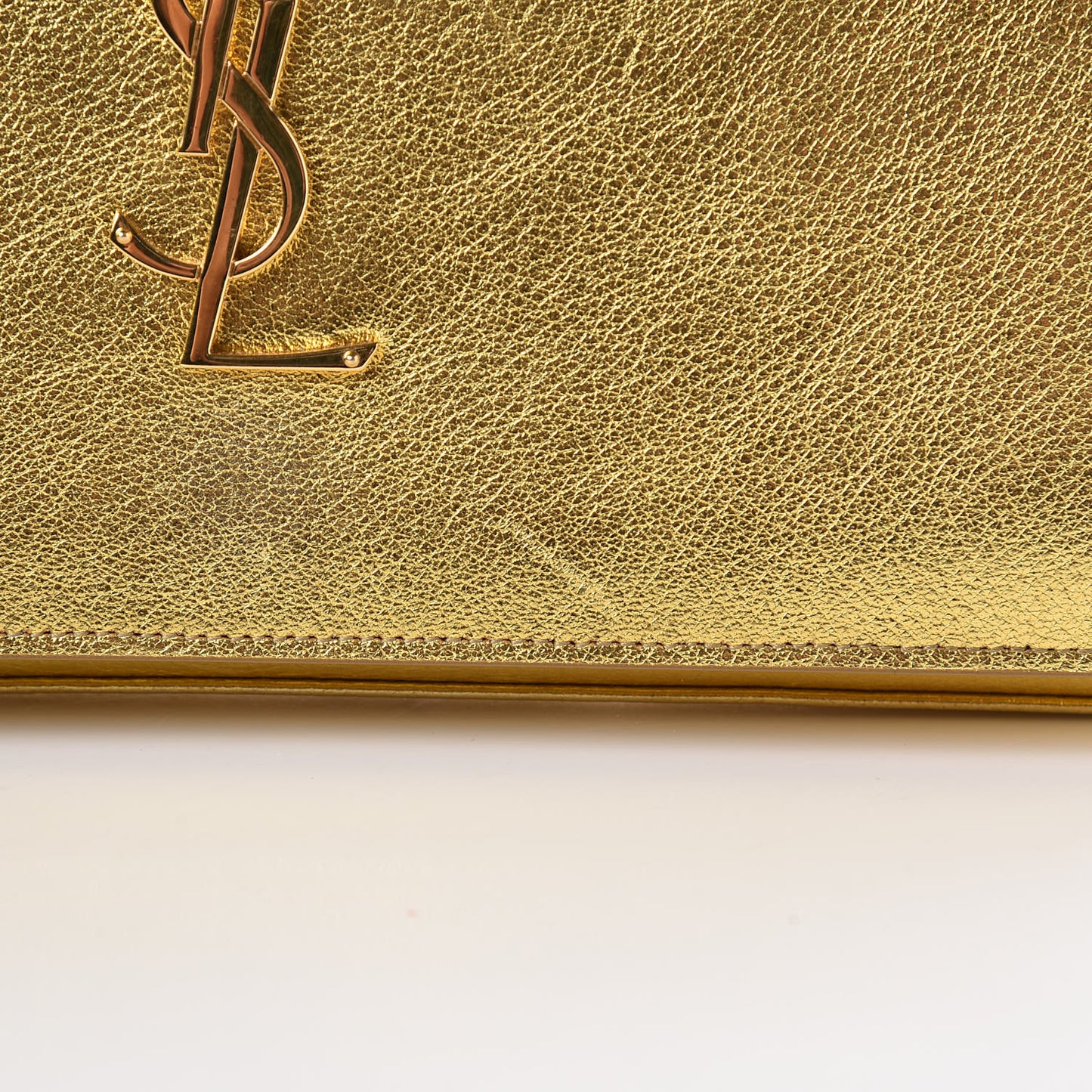 Metallic Calfskin Monogram Chain Wallet Gold