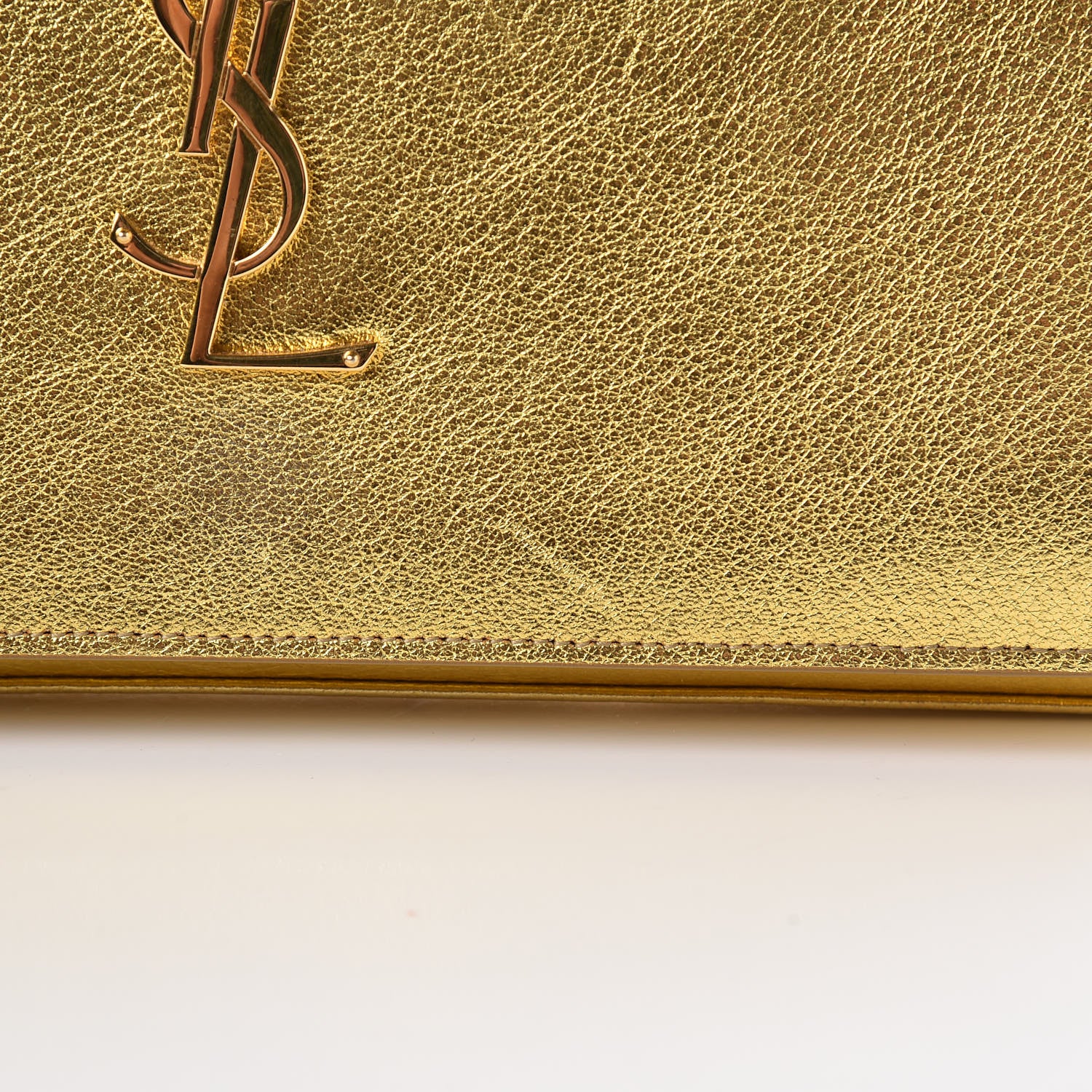Saint Laurent Metallic Calfskin Monogram Chain Wallet Gold 10 of 15