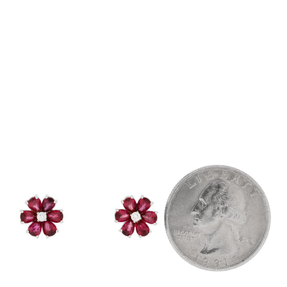 Harry Winston Platinum Ruby Diamond Forget Me Not Earrings 2 of 4