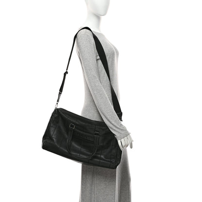 Chanel Caviar Square Stitched Duffel Bag Black 2 of 10