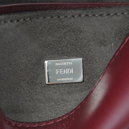 Fendi Shiny Nappa Mink Fox Fur Crystal Micro Buggie Baguette Bordeaux Rust Multicolor 7 of 8