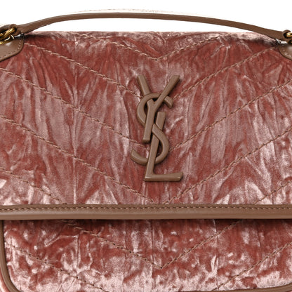 Saint Laurent Velvet Monogram Matelasse Baby Niki Chain Satchel Pink 7 of 9