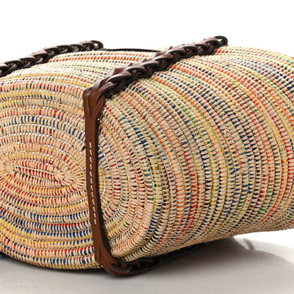 Prada Paglia Vitello Woven Braided Basket Tote Multicolor Cognac 8 of 8