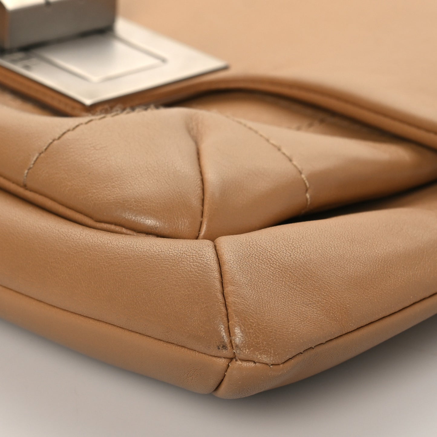 Lambskin Mademoiselle Chocolate Bar Shoulder Bag Beige