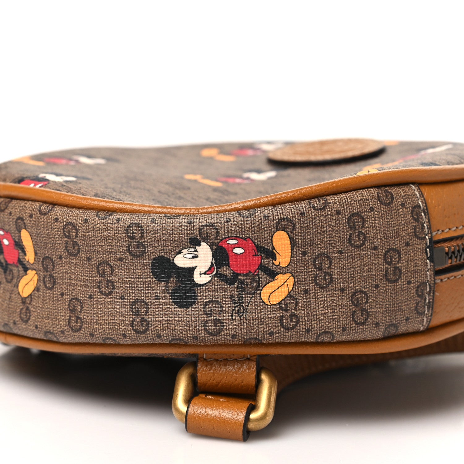 Gucci X DISNEY Mini Vintage GG Supreme Monogram Mickey Mouse Round Backpack Beige Vintage Sun Oil 10 of 10