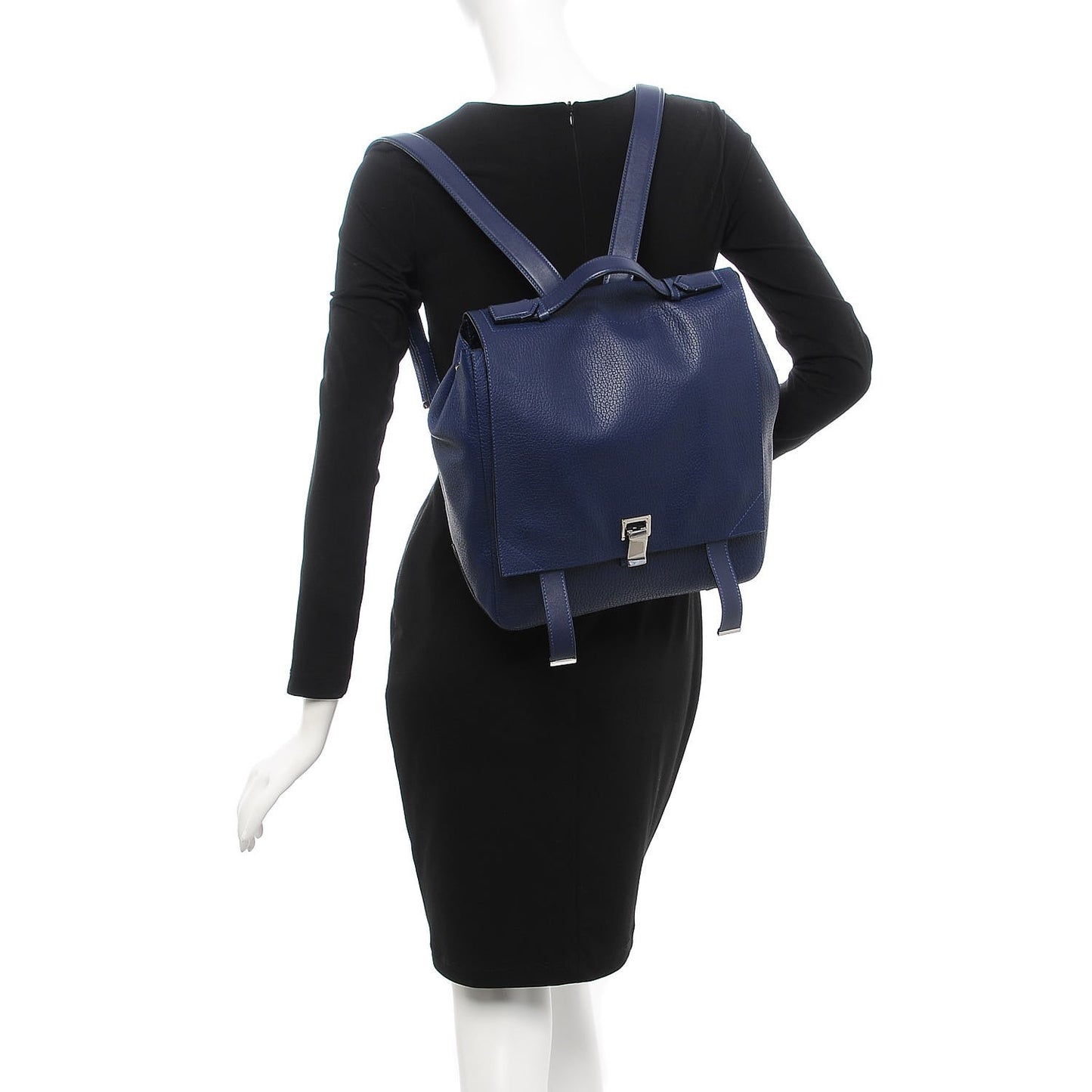 Pebbled Calfskin PS Courier Backpack True Navy