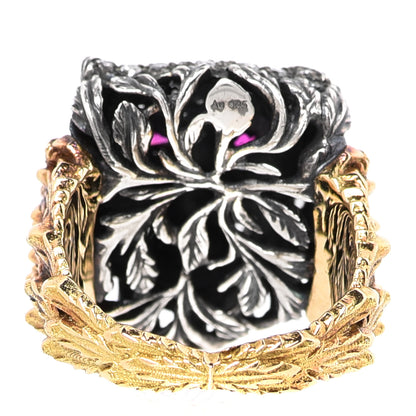 Gucci 18K Yellow Gold Diamond Ruby Le Marche des Merveilles Tiger Head Ring 53 6.5 3 of 6