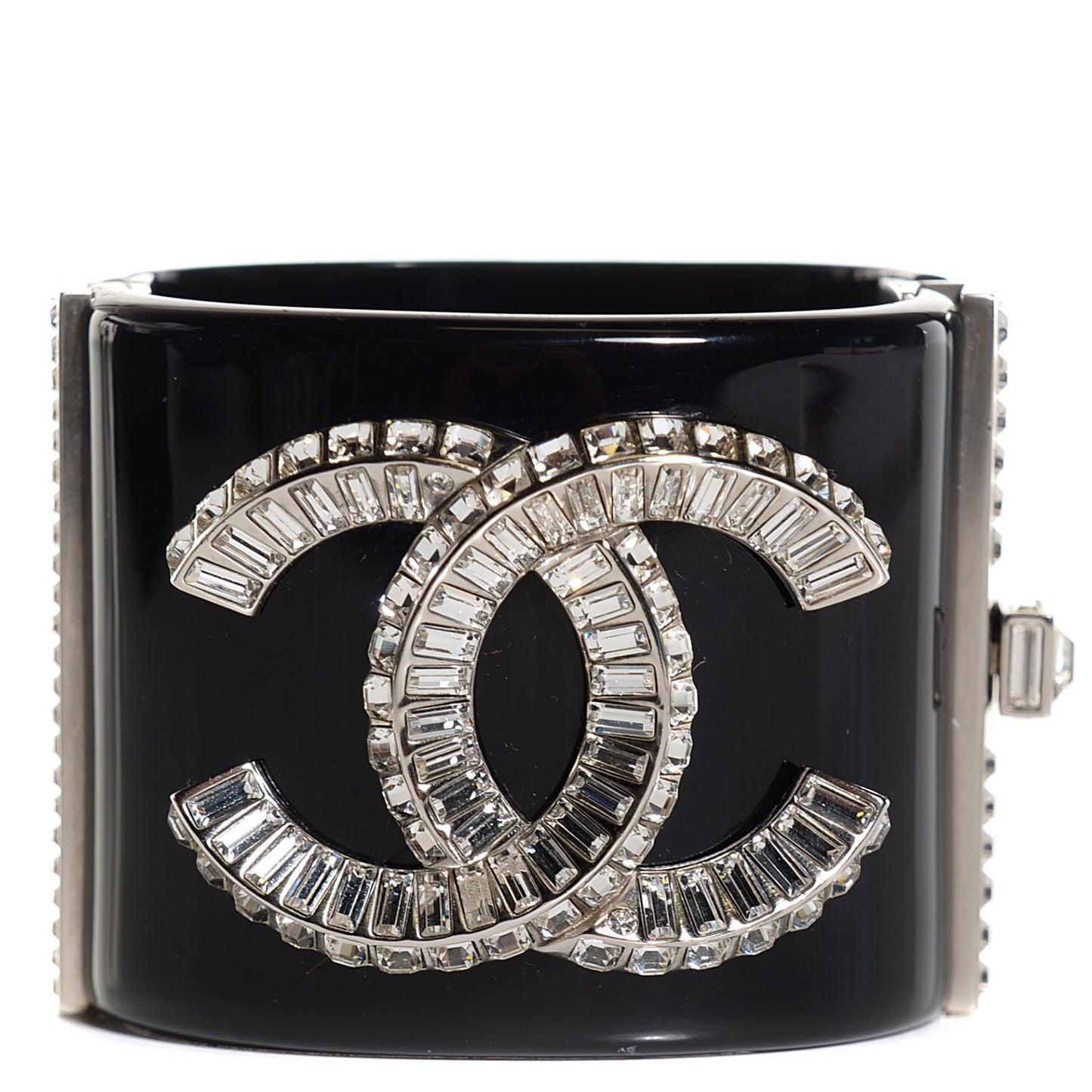 Resin Crystal Baguette CC Wide Cuff Black