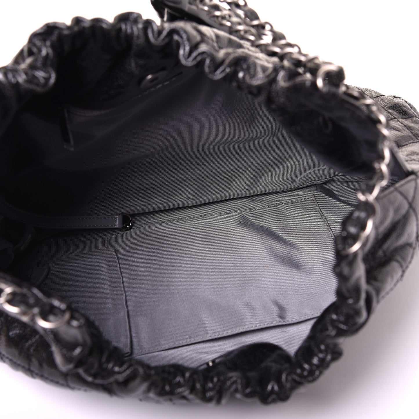 Caviar Quilted Medium Elastic Shopping Tote Black