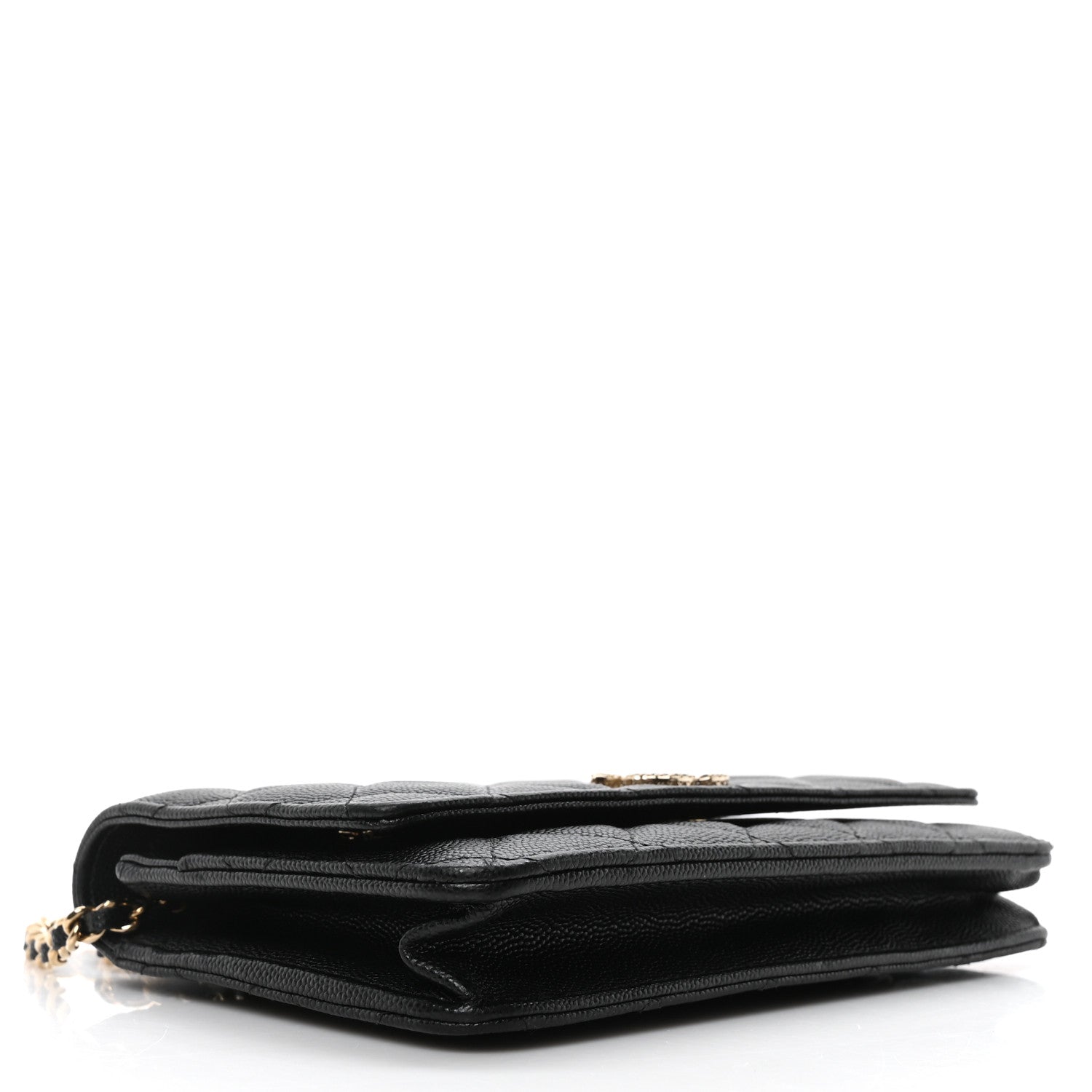 Chanel Shiny Caviar Quilted Strass CC Wallet On Chain WOC Black 4 of 11