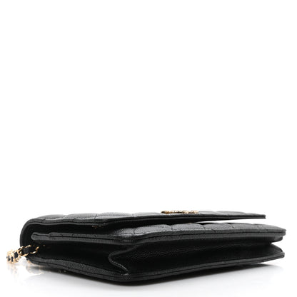 Chanel Shiny Caviar Quilted Strass CC Wallet On Chain WOC Black 4 of 11