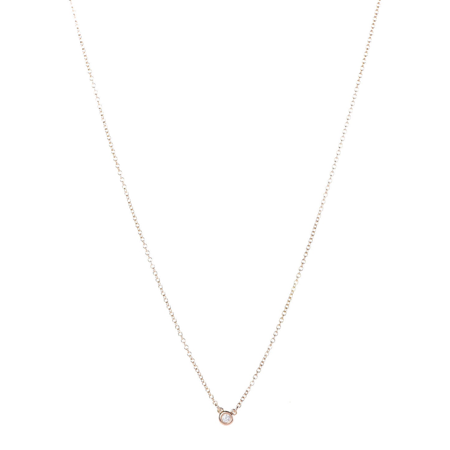 18K Rose Gold Diamond .03ct Elsa Peretti Diamonds by the Yard Pendant Necklace