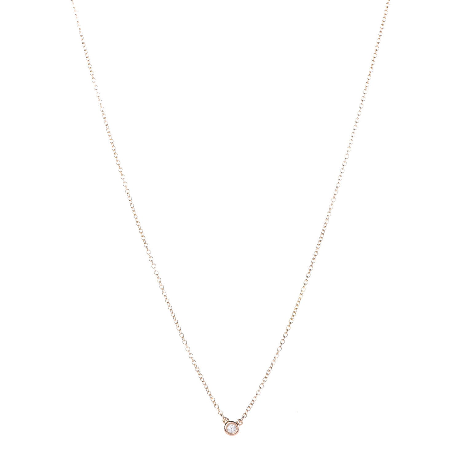 Tiffany 18K Rose Gold Diamond .03ct Elsa Peretti Diamonds by the Yard Pendant Necklace 1 of 8