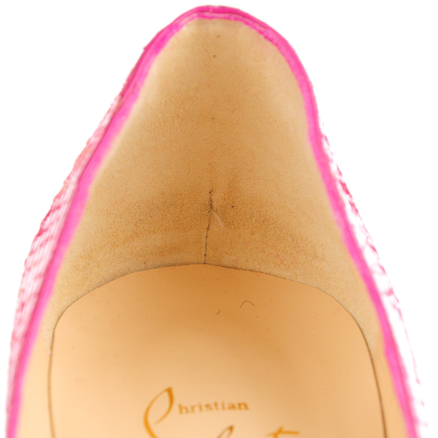Christian Louboutin Python Lady Peep 150 Pumps 37.5 Rose Matador 10 of 10