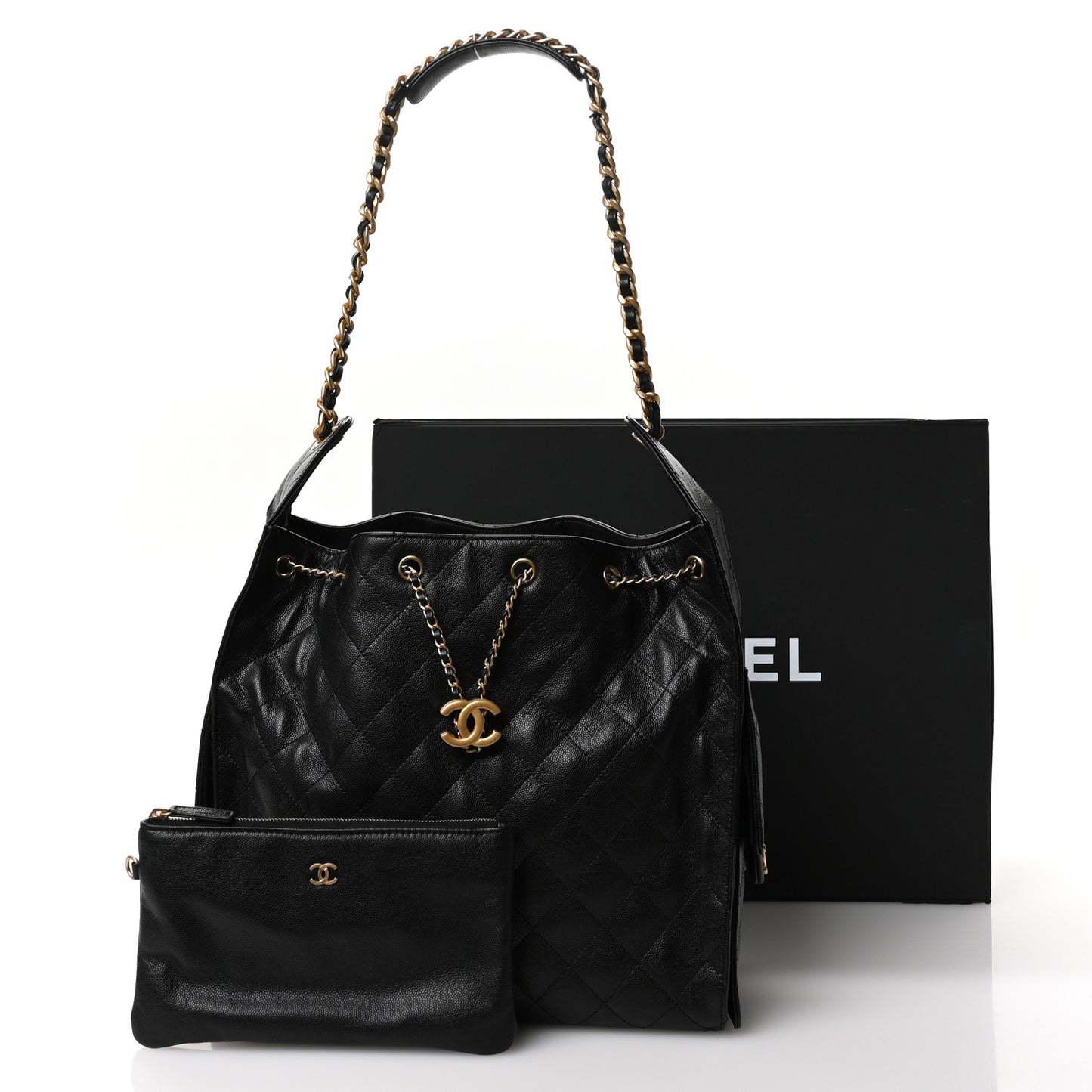 Caviar Quilted Medium Chanel 25 Handbag Black