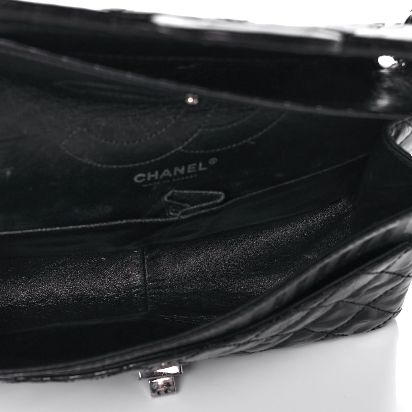 Metallic Calfskin Striped 2.55 Reissue 226 Flap Black