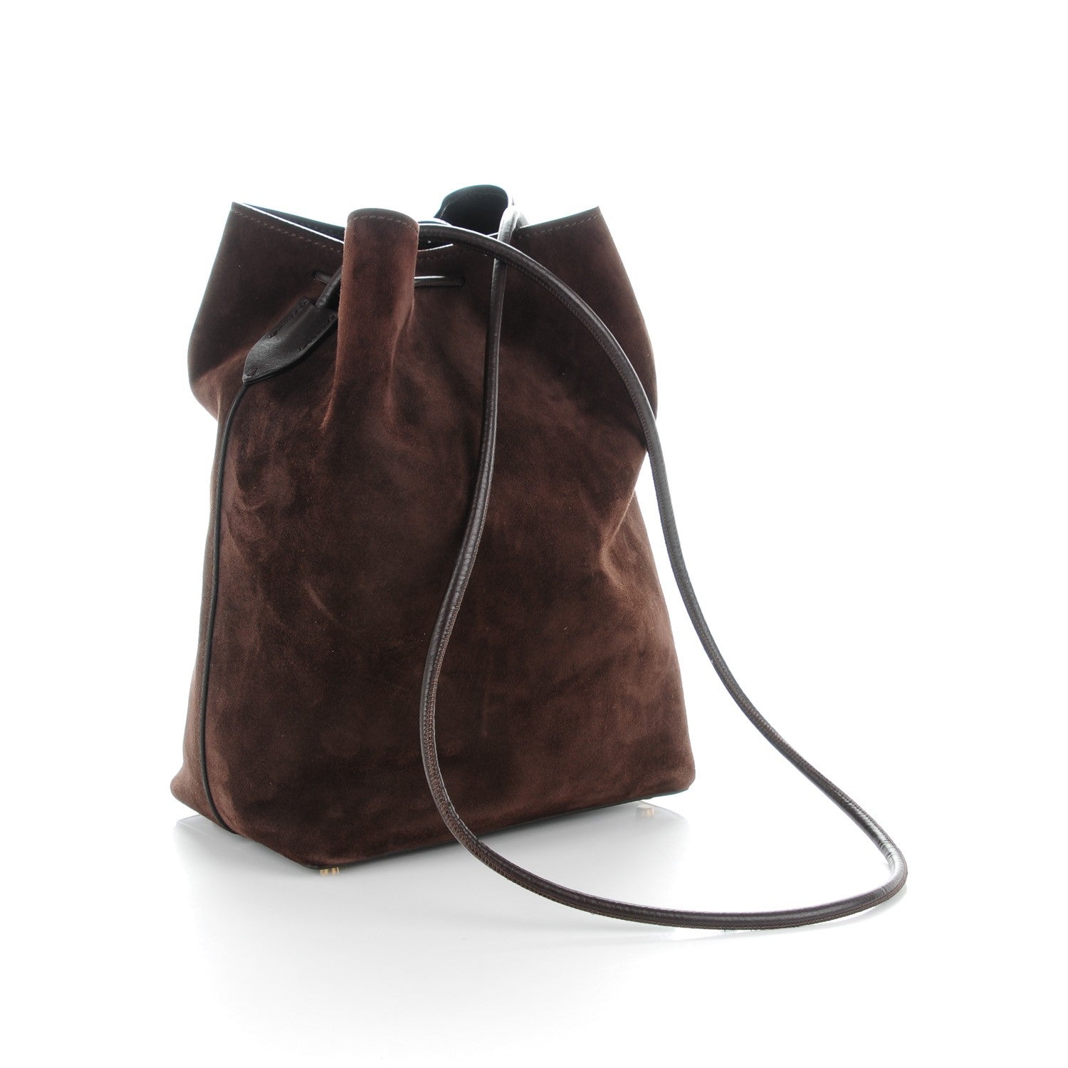 Tom Ford Suede Medium Double Tassel Bucket Bag Dark Brown 4 of 8