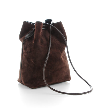 Tom Ford Suede Medium Double Tassel Bucket Bag Dark Brown 4 of 8