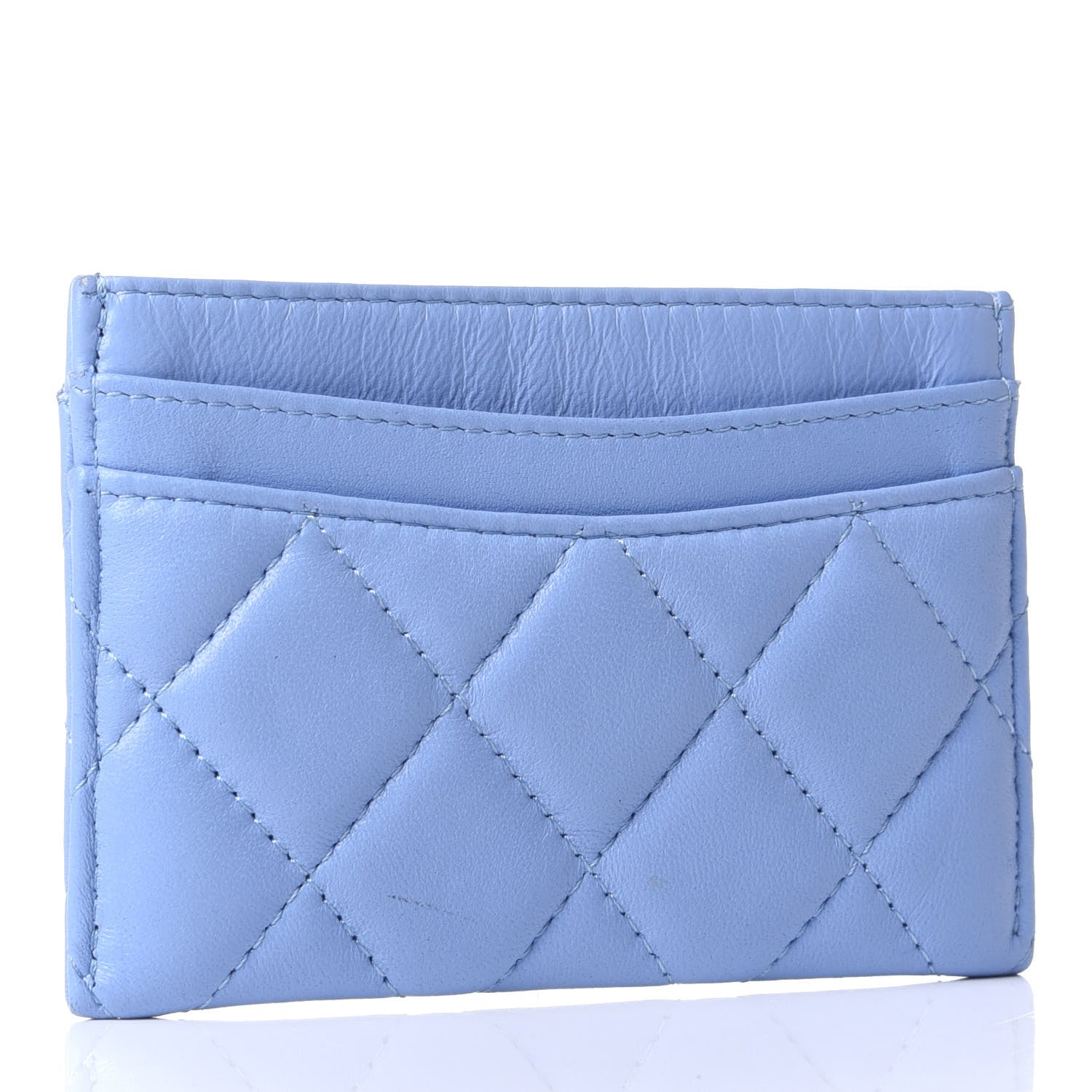 Chanel Lambskin Quilted Card Holder Light Blue 2 of 4