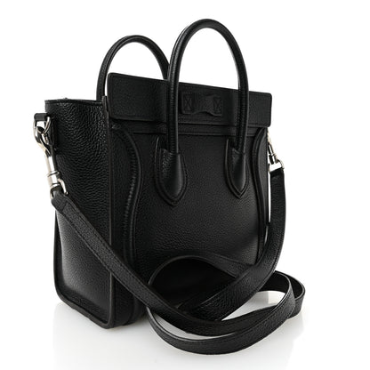 Celine Drummed Calfskin Nano Luggage Black 2 of 9
