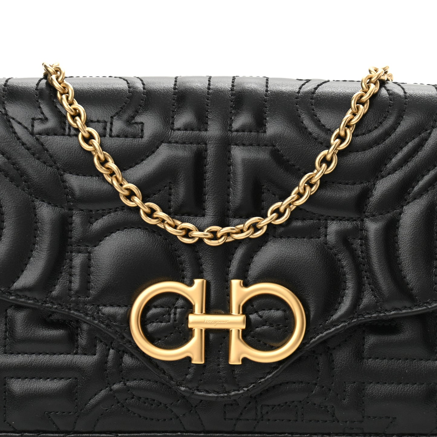 Calfskin Quilted Gancini Mini Bag Black
