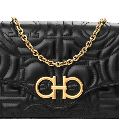 Salvatore Ferragamo Calfskin Quilted Gancini Mini Bag Black 8 of 12