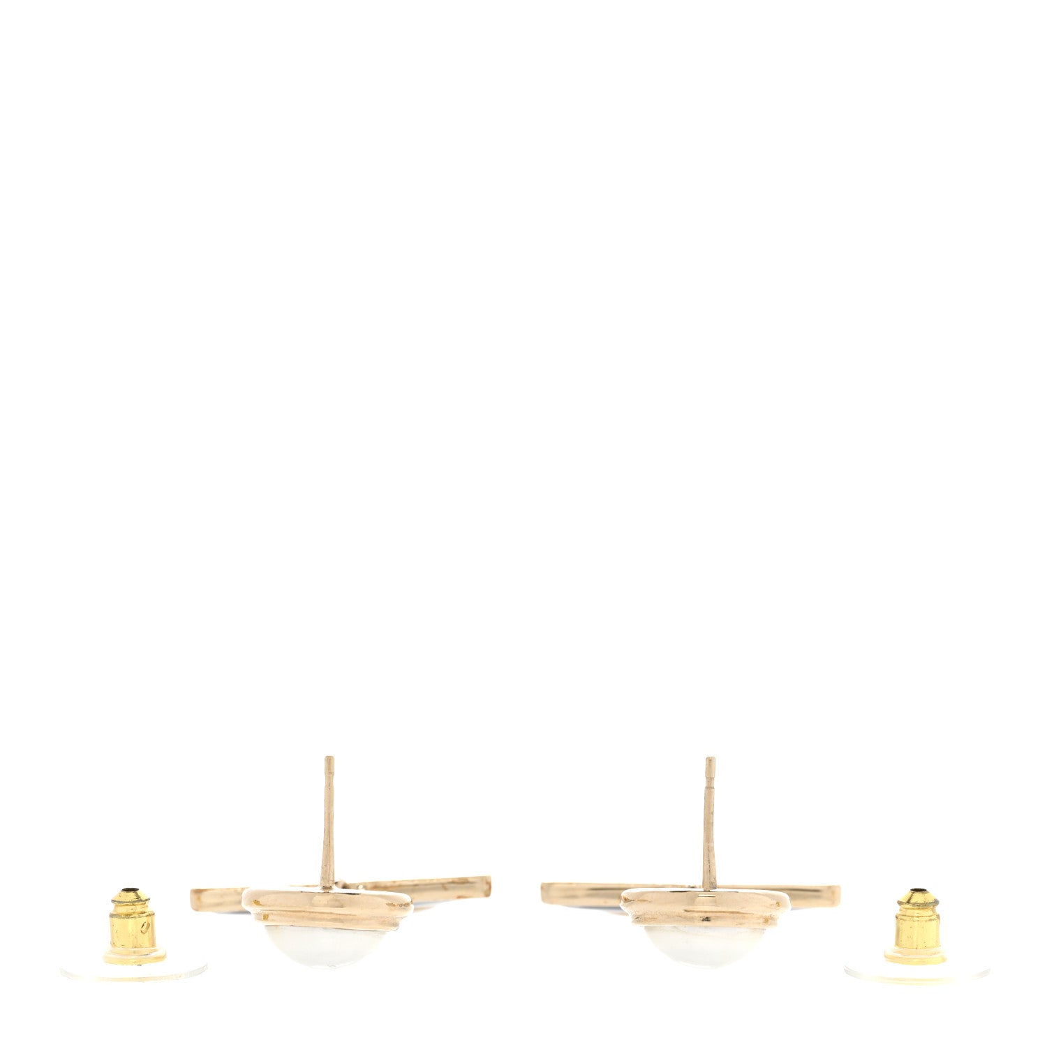 Chanel Metal Enamel Pearl Square CC Drop Earrings Gold Black White 3 of 6