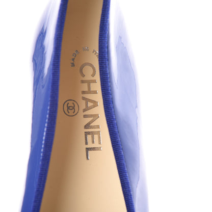 Chanel Patent Calfskin CC Cap Toe Ballerina Flats 39 Blue 8 of 9