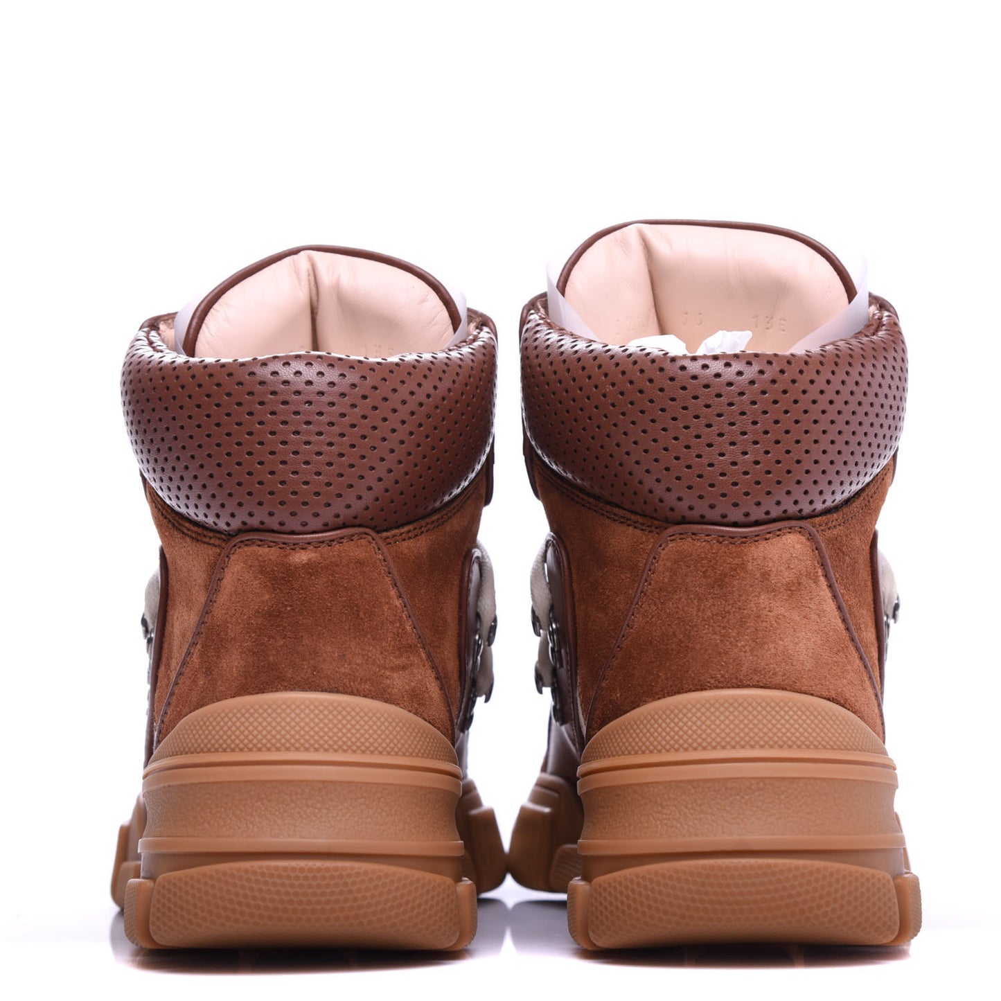 X SEGA Suede Calfskin GG Monogram Womens Flashtrek High-Top Sneakers 36 New Cuir Beige Ruggine