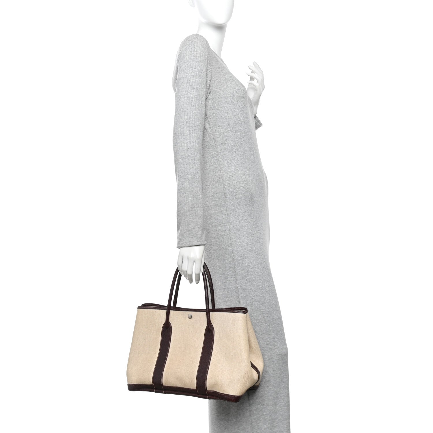 Hermes Buffle Skipper Toile Garden Party 36 MM Tote Marron Fonce 2 of 12