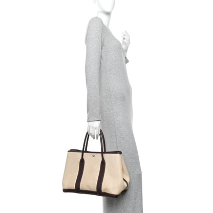 Hermes Buffle Skipper Toile Garden Party 36 MM Tote Marron Fonce 2 of 12
