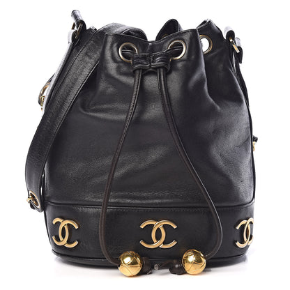 Chanel Lambskin CC Drawstring Shoulder Bag Black 3 of 12
