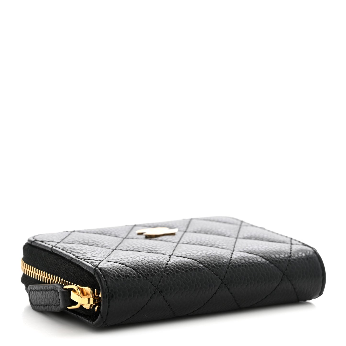 Caviar Quilted Zip Coin Purse Black
