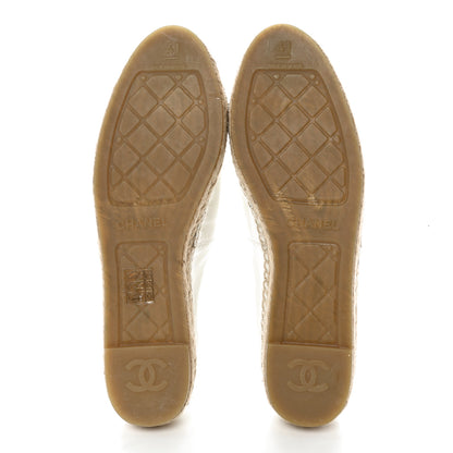 Chanel Patent Calfskin Crystal CC Espadrilles 41 White Black 6 of 14