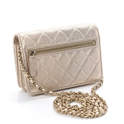 Chanel Metallic Lambskin Quilted Mini Wallet On Chain WOC Gold 3 of 11