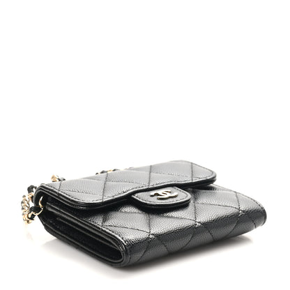 Chanel Caviar Quilted Flap Card Holder On Chain Black 4 of 12
