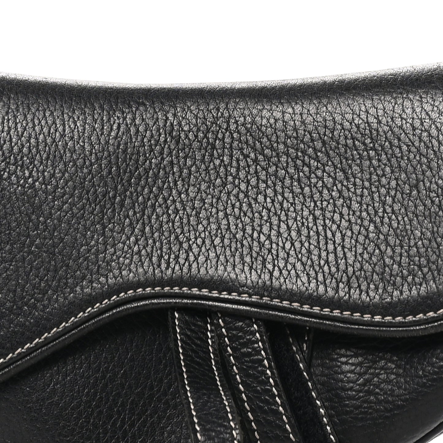 Grained Calfskin Saddle Bag Black