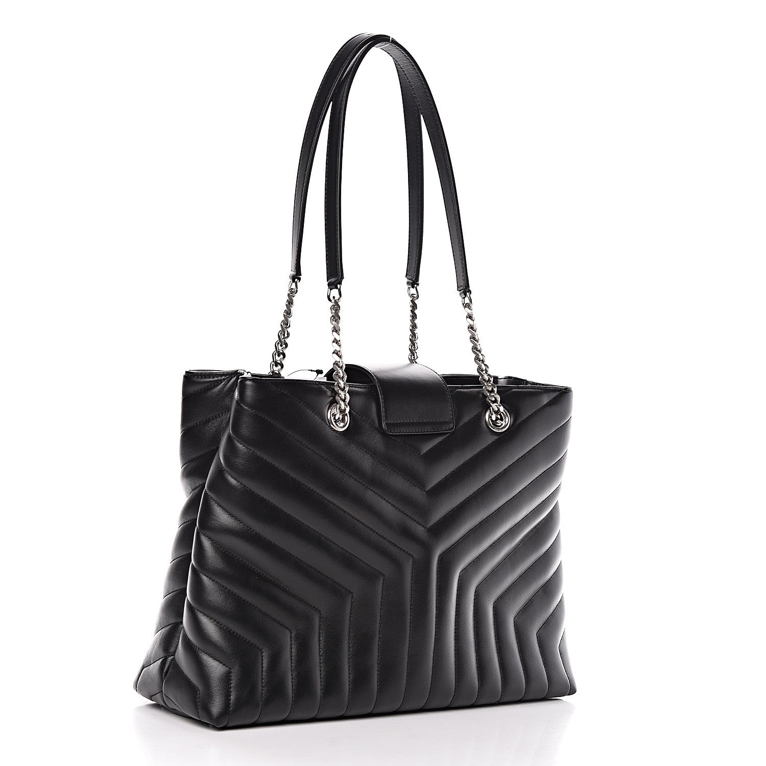 Saint Laurent Calfskin Y Quilted Monogram Large Loulou Shopper Black 3 of 10