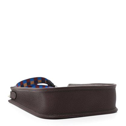 Hermes Taurillon Clemence Maxi Quadrille Evelyne TPM Rouge Sellier Bleu Bill Biscuit Rouge H 4 of 11