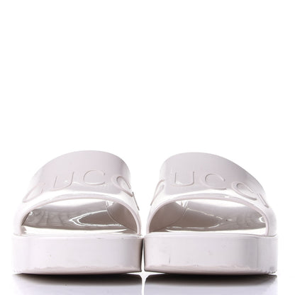 Gucci Rubber Gucci Logo Womens Platform 20/60mm Slide Sandals 37 Mystic White 2 of 11