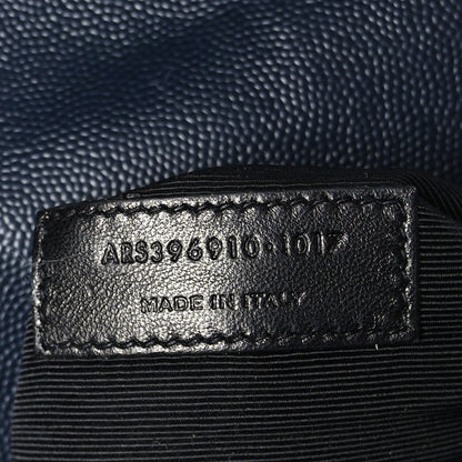 Saint Laurent Grain De Poudre Mixed Matelasse Large Triquilt Monogram Satchel Deep Marine 7 of 10