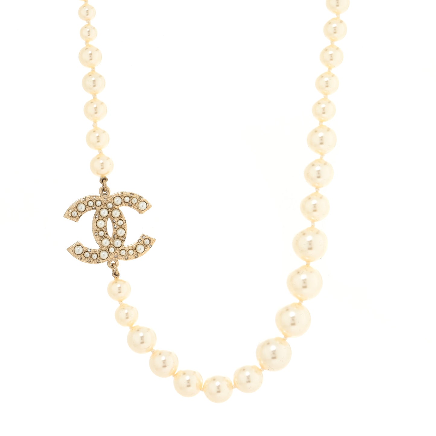 Pearl CC 100th Anniversary Necklace Light Gold